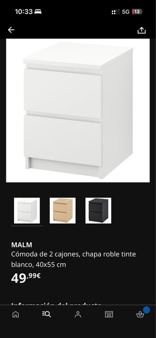 Mesita de noche Ikea blanca madera