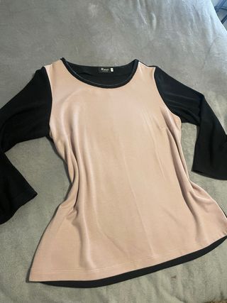 Suéter Roset rosa y negro manga larga