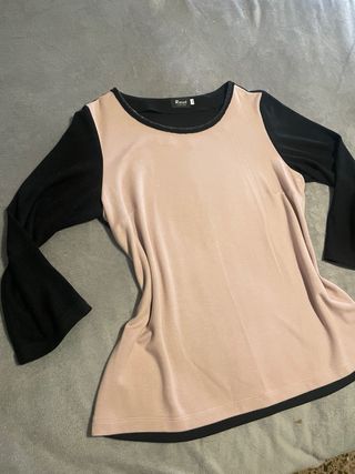 Suéter Roset rosa y negro manga larga