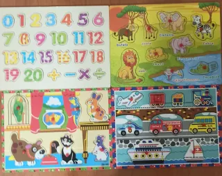 4 Puzzles Educativos: Números, Animales, Vehículos