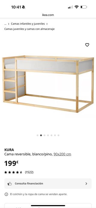 Cama infantil Ikea KURA 90x200cm