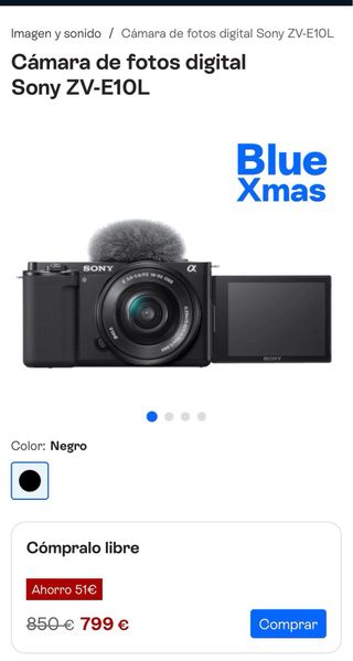 Sony ZV-E10L Cámara Mirrorless Negra