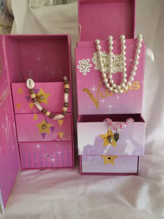 2 Cajitas Joyero Rosa y Dorada