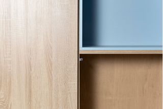 Estantería modular madera y azul