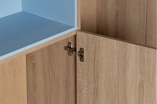 Estantería modular madera y azul