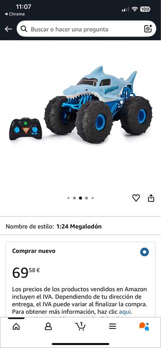 Coche RC Monster Jam Megalodon Tiburón
