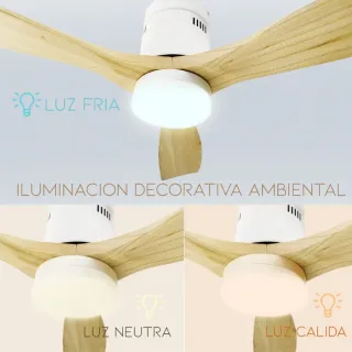 Ventilatore da soffitto in legno e bianco