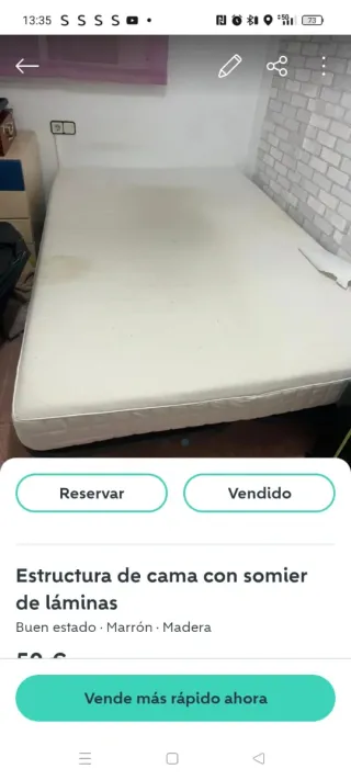 Estructura de cama con somier 135