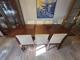 Mesa comedor extensible y 6 sillas