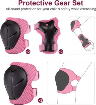 Set Casco Bici Niños Rosa + Protecciones 2-5 años