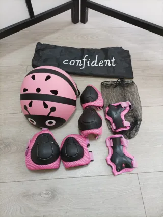 Set Casco Bici Niños Rosa + Protecciones 2-5 años