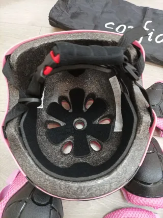 Set Casco Bici Niños Rosa + Protecciones 2-5 años