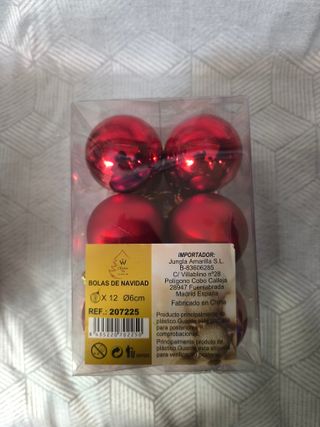 Set de 12 bolas (6cm) navideñas rosas y rojas