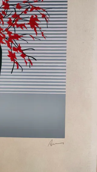 Serigrafía Hojas Rojas Japandi