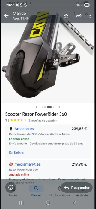Scooter Eléctrico Razor PowerRider 360 trngo caja