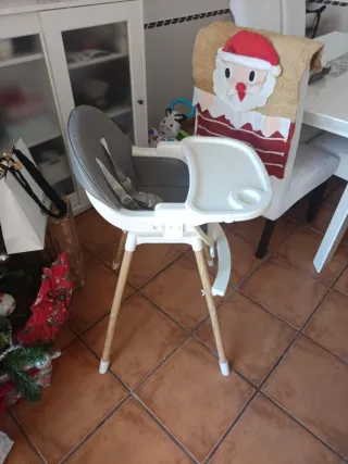 Trona bebé RIO gris y madera