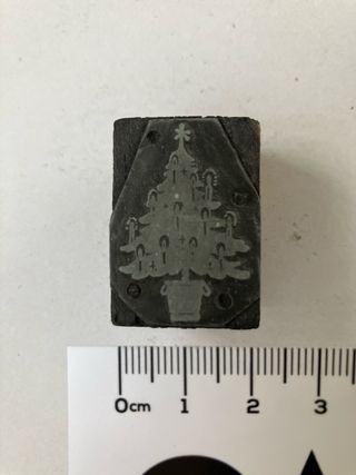 Cliche antiguo imprenta árbol Navidad