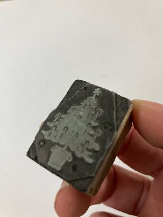 Cliche antiguo imprenta árbol Navidad