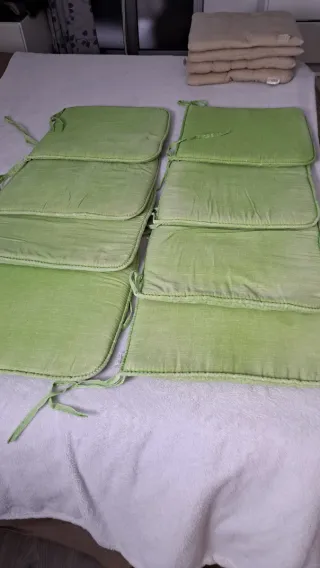 Set 8 Cuscini Seduta Cucina Tessuto Verde