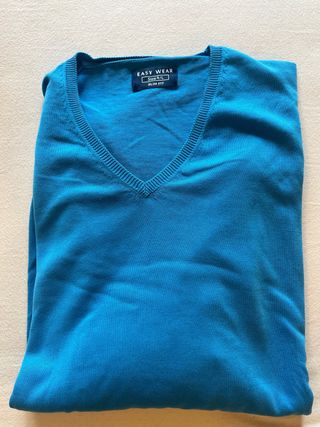 Jersey azul Easy Wear cuello pico talla L