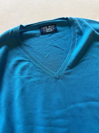 Jersey azul Easy Wear cuello pico talla L