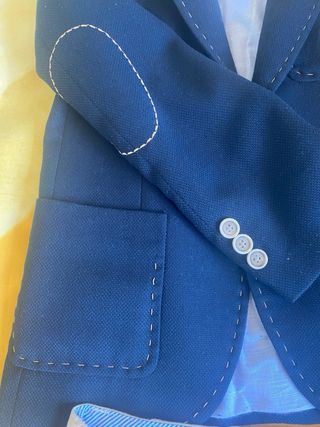 Traje de comunión niño azul y beige