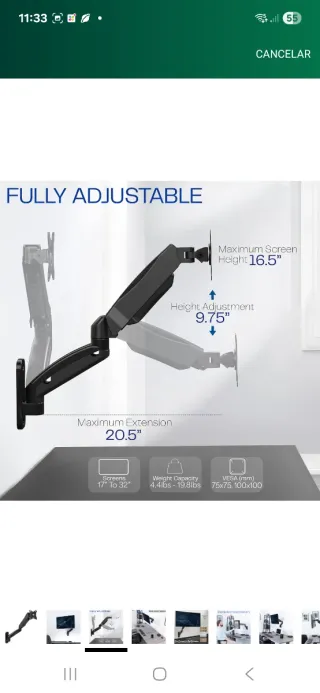 Soporte Pared Brazo Neumático VIVO