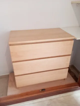 Cajonera Malm 3 cajones Madera Clara