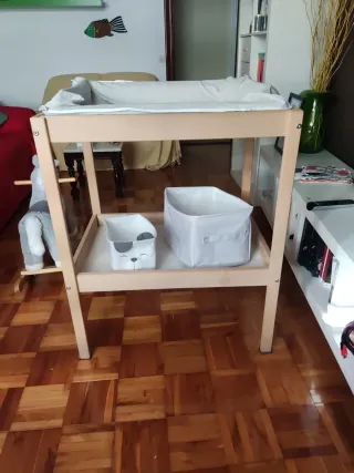 Cambiador de bebé madera y tela