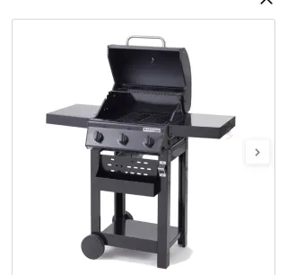 Barbacoa de gas negra con bombona naranja