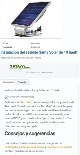 Antena parabolica oyster 65cm + 50w panel solar