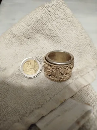 Anillo antiguo chino dragón plata