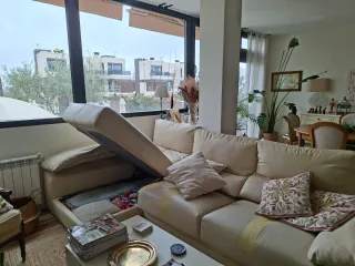 Sofá 5 plazas chaise longue polipiel beige