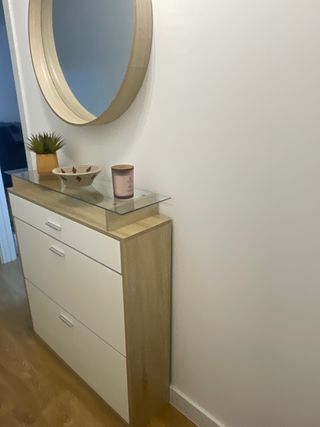 Zapatero moderno madera y cristal