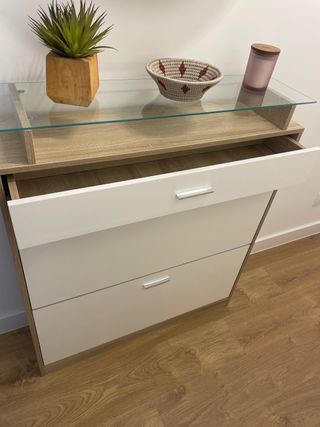 Zapatero moderno madera y cristal