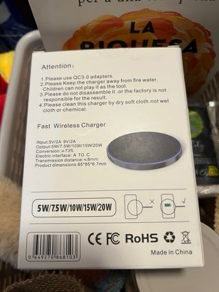 Cargador Inalámbrico Rápido Negro