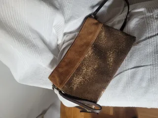 Bolso Clutch Dorado y Marrón De piel animal