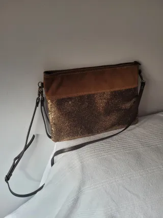 Bolso Clutch Dorado y Marrón De piel animal