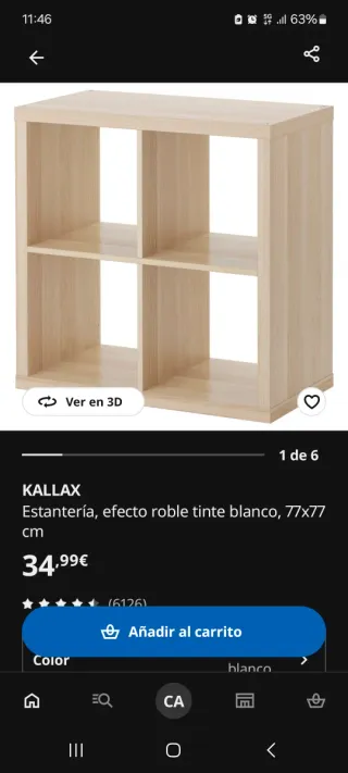 Estantería Kallax madera efecto roble, 4 módulos