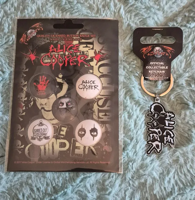 Alice Cooper Conjunto de Crachás e Porta-chaves