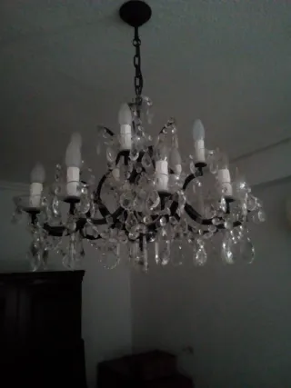 Lámpara de techo de cristal y metal