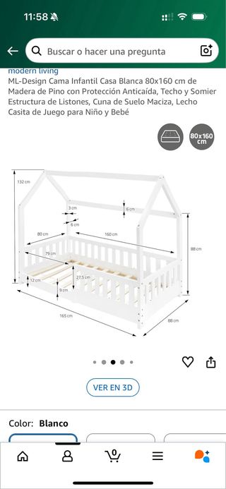 Cama Infantil Casa Blanca 80x160