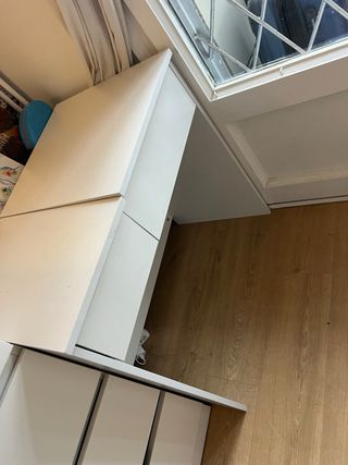 Tocador/Escritorio Blanco con Espejo y Luces