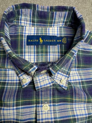 Ralph Lauren camisa tartan azul y verde M classic