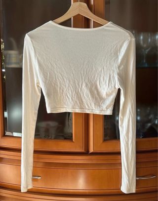 Crop top Shein manga larga blanco