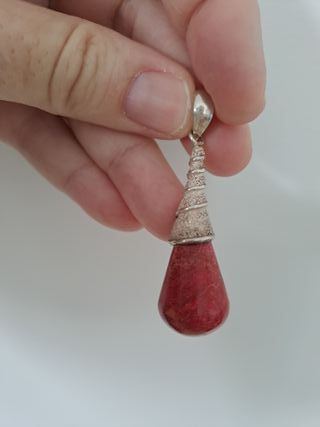 Colgante Plata y Coral Rojo Nuevo