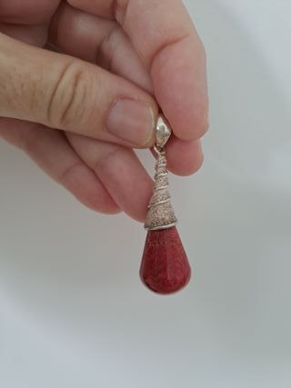 Colgante Plata y Coral Rojo Nuevo