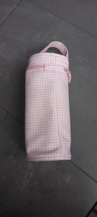 Porta biberón Pasito a Pasito cuadros rosa