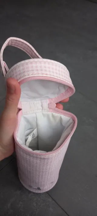 Porta biberón Pasito a Pasito cuadros rosa