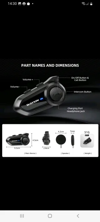 Intercomunicador Casco Moto WAYXIN R18